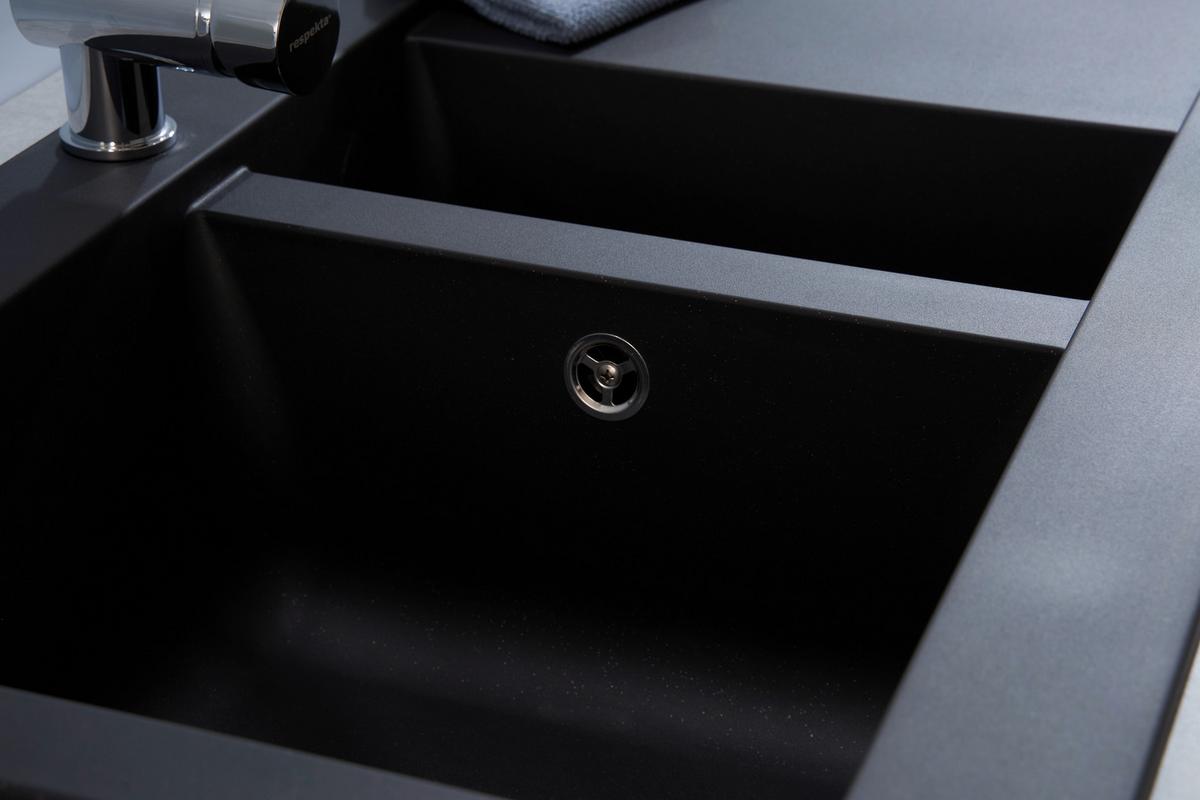 Spüle Respekta Denver Kunststein Bxt: 100x50 cm - Schwarz, Trend, Glas/Kunststoff (100/20/50cm) - Respekta