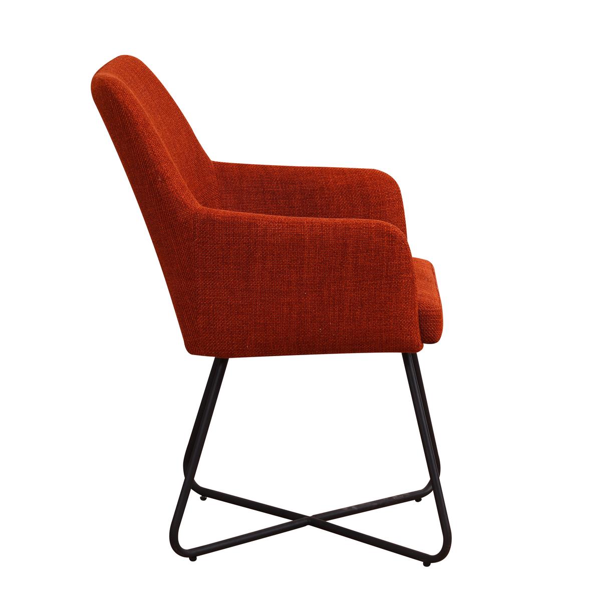 Armlehnstuhl Brest Orange B: 60 Cm - Schwarz/Orange, MODERN, Textil/Metall (60/88/63,5cm) - MID.YOU