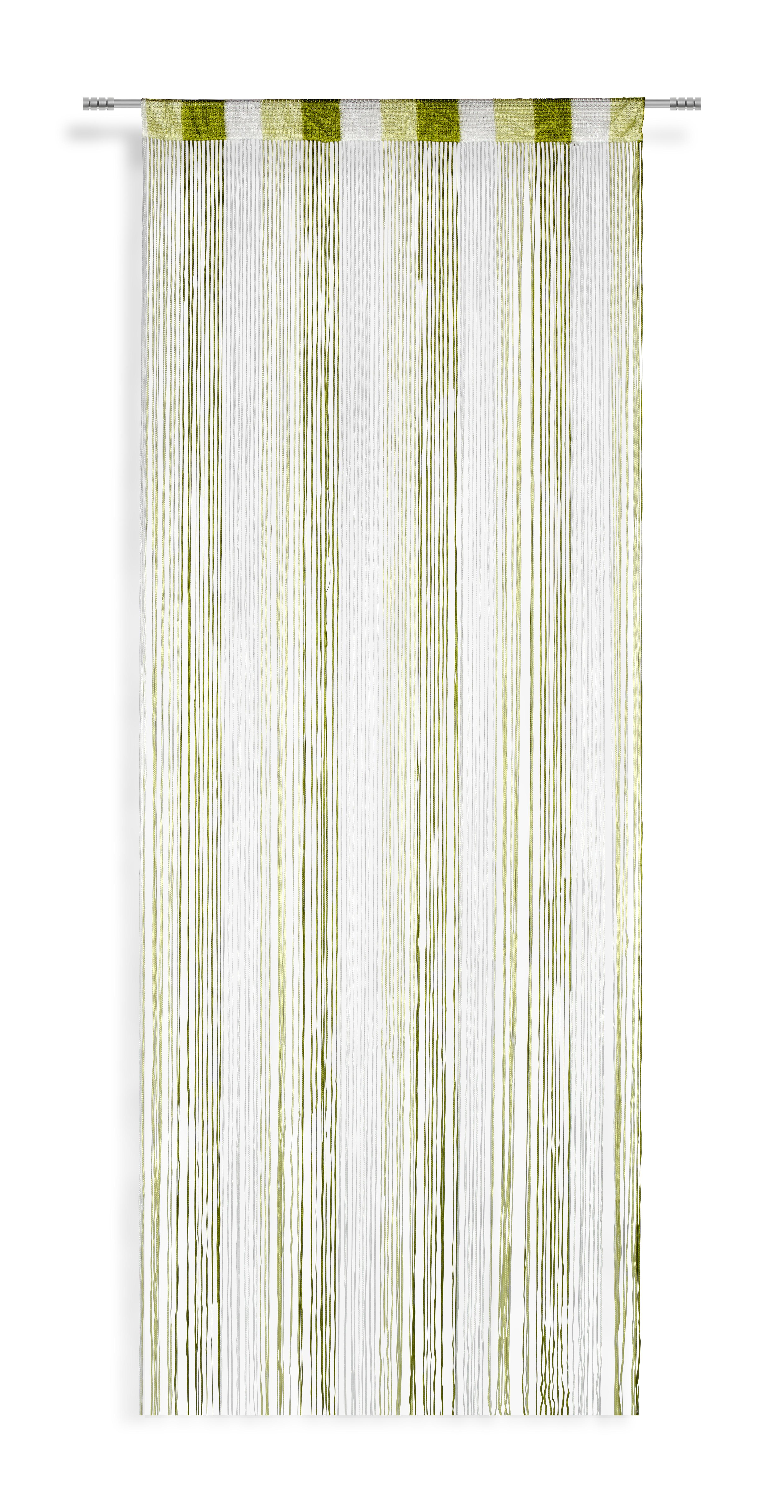 Fadenvorhang + Stangendurchzug Rita 90x245 Cm Grün/weiß - Dunkelgrün/Weiß, KONVENTIONELL, Textil (90/245cm) - Luca Bessoni