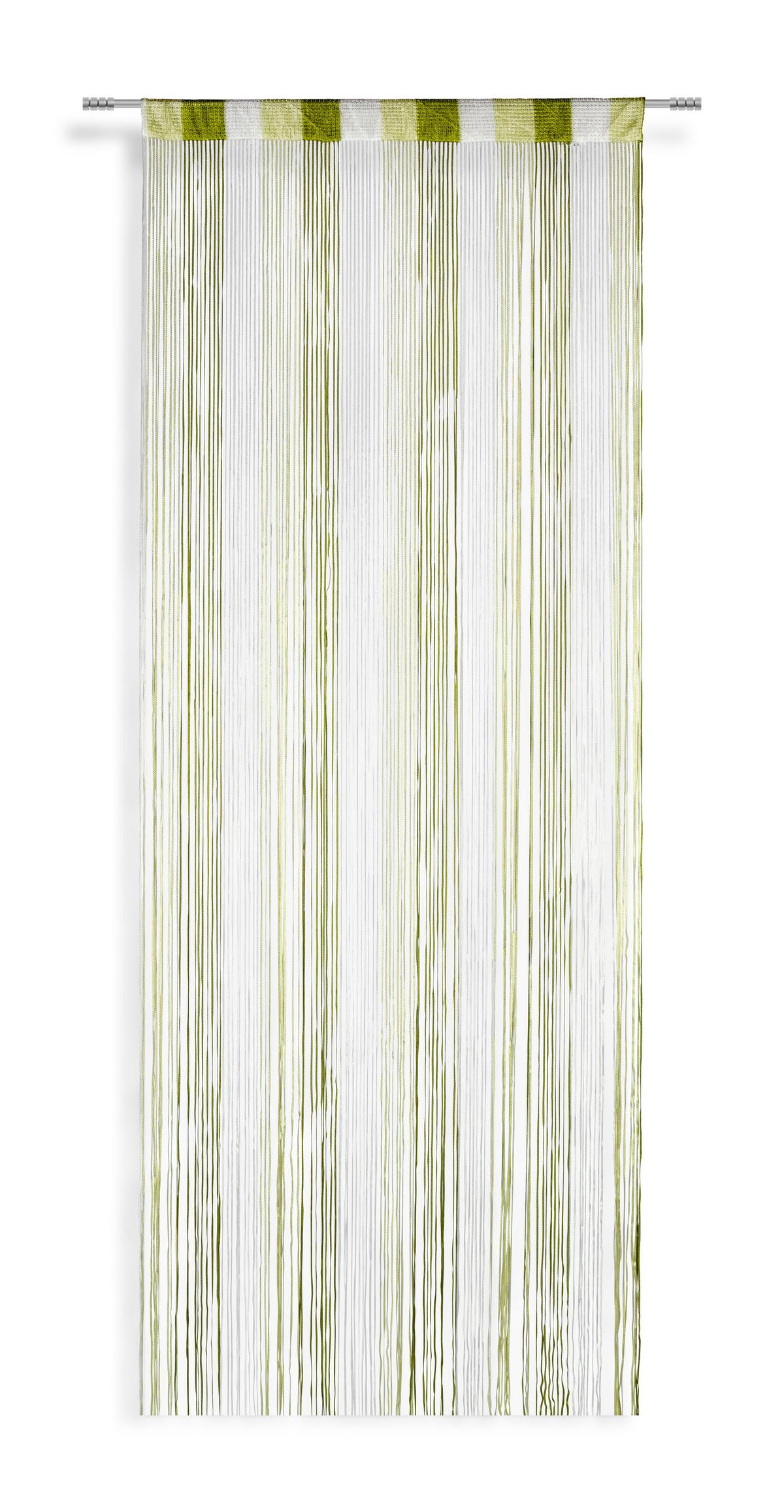 Fadenvorhang + Stangendurchzug Rita 90x245 cm Grün/Weiß - Dunkelgrün/Weiß, KONVENTIONELL, Textil (90/245cm) - Luca Bessoni