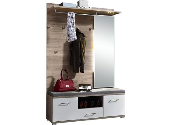 Šatna Plus - bílá/barvy stříbrného dubu, Moderní, dřevo (131/199/39cm) - Premium Living Šatna Plus - bílá/barvy stříbrného dubu, Moderní, dřevo (131/199/39cm) - Premium Living