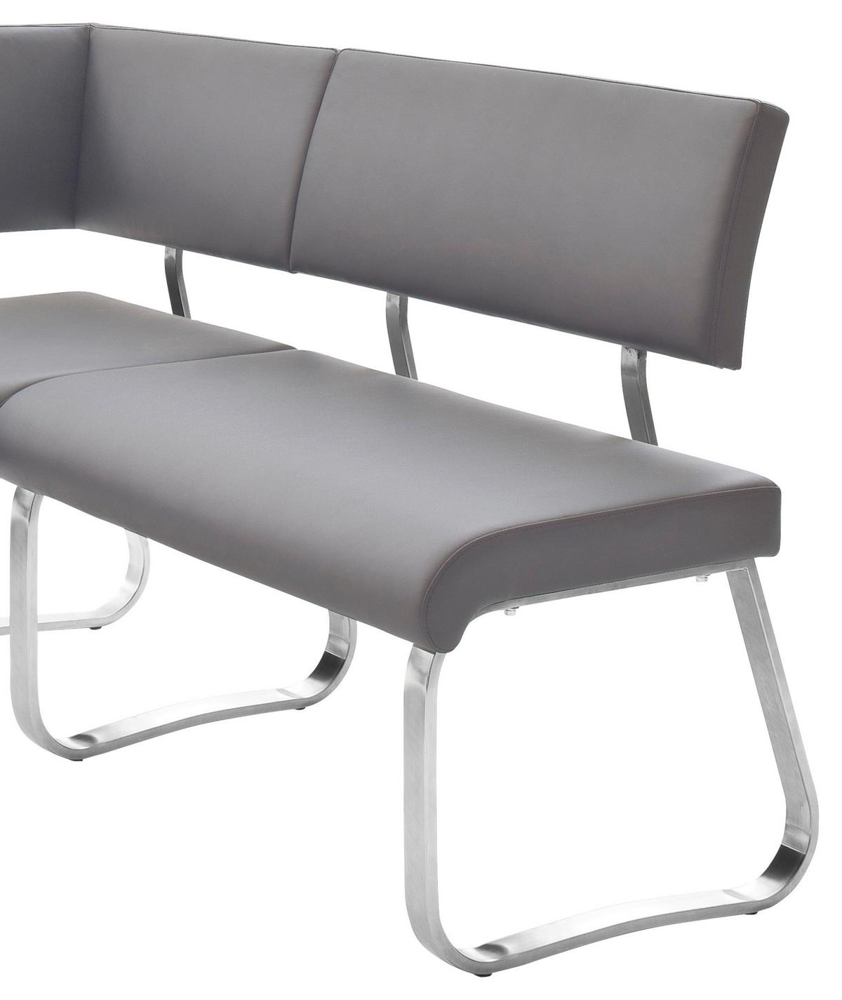 Eckbank Grau Lederlook Arco 200x150 Cm - Edelstahlfarben/Grau, Design, Textil/Metall (200cm) - Livetastic