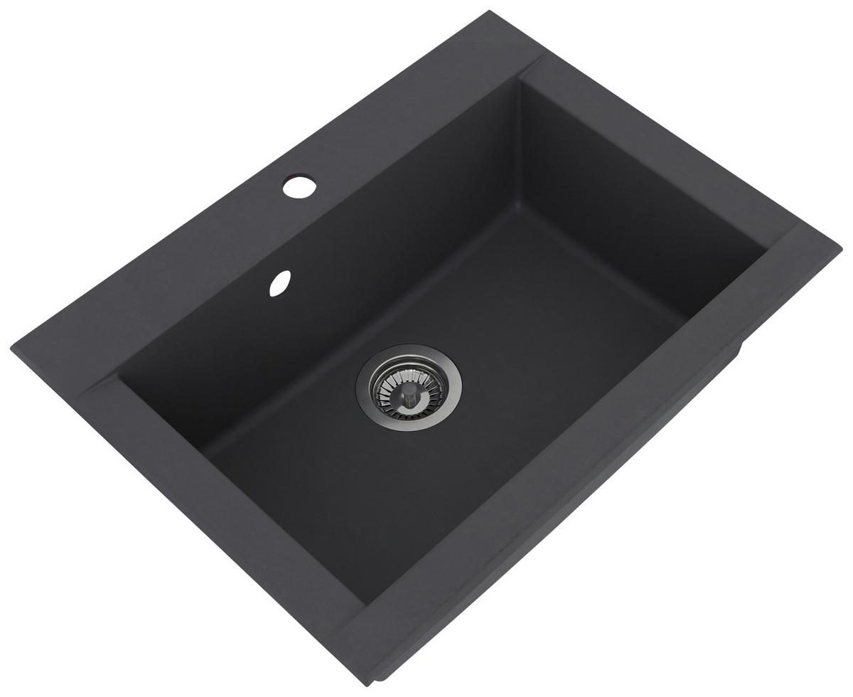 Spüle Respekta Einbauspüle Ohio - Grau, Trend, Glas/Kunststoff (66/21/50cm) - Respekta