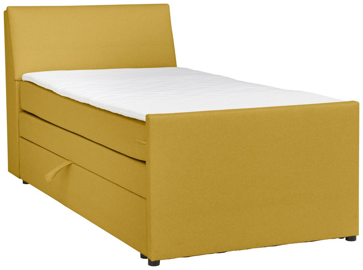 Boxspringbett Mit Bettkasten Nida 100x200 Cm Gelb - Gelb/Schwarz, MODERN, Holz/Textil (100/200cm) - MID.YOU