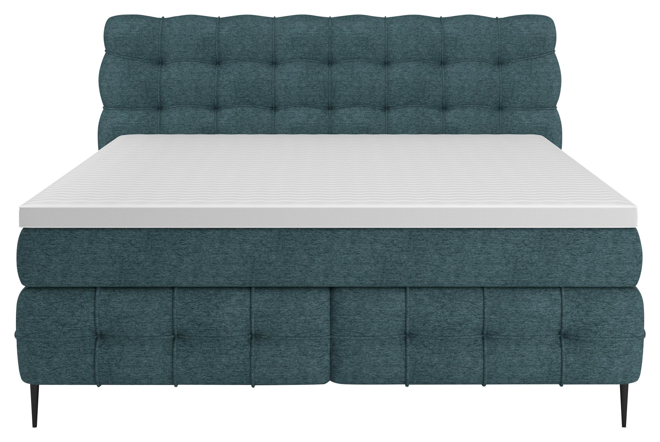 Boxspring- Ágy Scarlett 180/200cm - türkiz, Konventionell, faalapú anyag/textil (180/200cm)