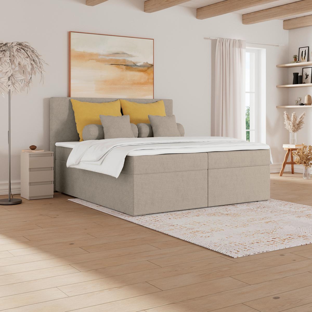 Čalouněná postel ADRIA 180x200 cm, jílová - barvy chromu/jílová barva, Konvenční, dřevo/textil (180/200cm)