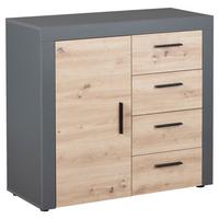 Kommode Corbeto 1t4s - Anthrazit/Schwarz, KONVENTIONELL, Holzwerkstoff (94/86/40cm) - MID.YOU