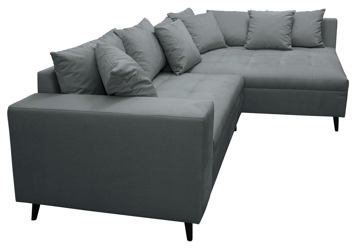 Ecksofa Pruno Dunkelgrau S: 247x174 Cm - Dunkelgrau/Schwarz, Design, Textil (247/174cm) - MID.YOU