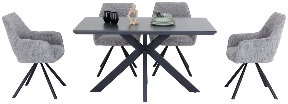 Étkezőasztal Steve 2 - fekete, Modern, faalapú anyag/fém (140/76/90cm)