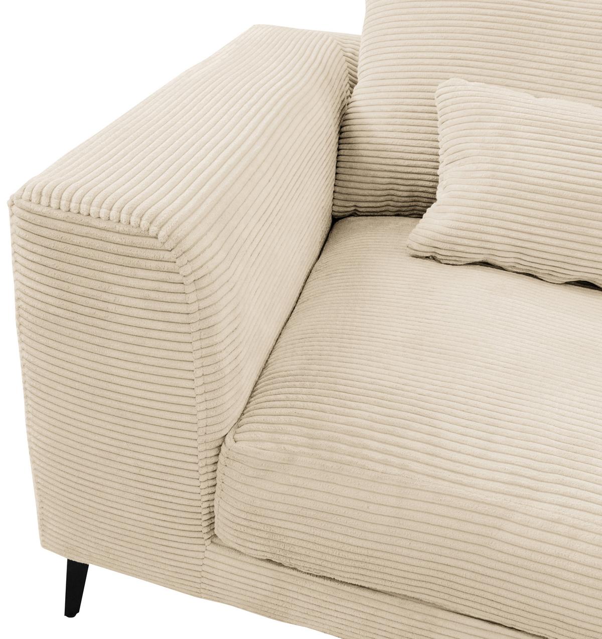 Ecksofa Berlin Cord Creme 313x172 cm - Creme/Schwarz, Design, Textil (313/172cm) - Livetastic