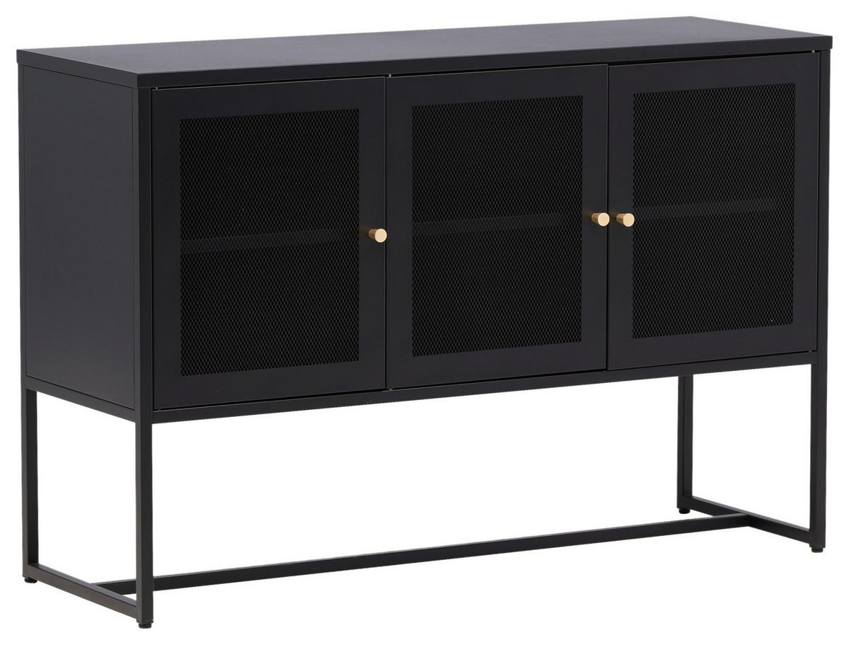 Sideboard Malla - Schwarz, Design, Metall (120/80/40cm) - Livetastic