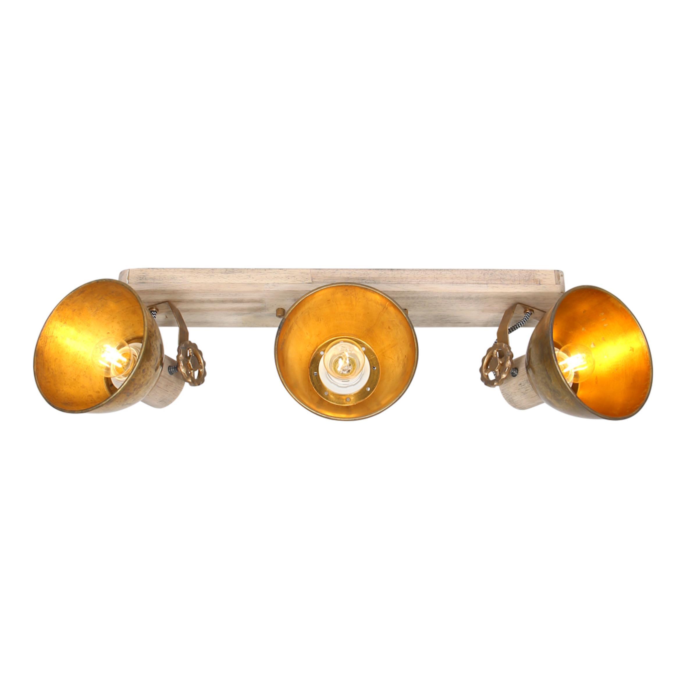 Deckenspots Gearwood - Bronzefarben/Kupferfarben, Trend, Holz/Metall (59/19/23cm)