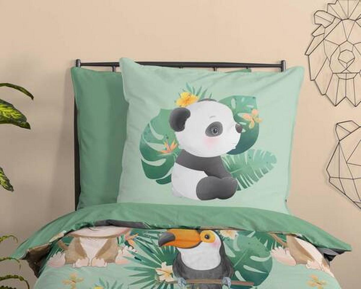 Kinderbettwäsche Momo Grün 135x200 cm - Grün, Natur, Textil (135/200cm)