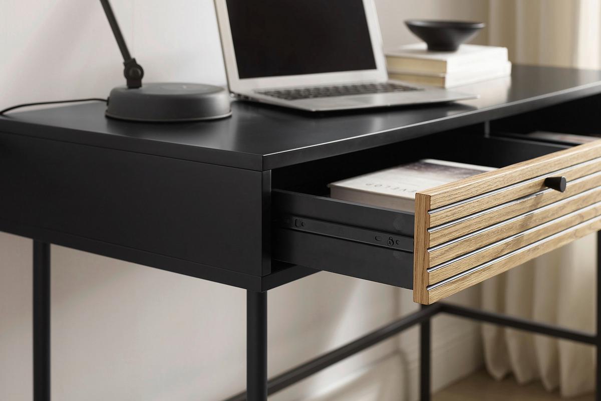 Schreibtisch Schwarz/Eichefarben L: 120cm - Eichefarben/Schwarz, Design, Holz/Holzwerkstoff (120/50/75cm) - Livetastic