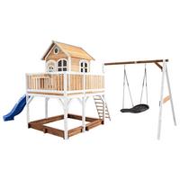 Spielturm A030.158.31 - Blau/Braun, KONVENTIONELL, Holz (613/291/277cm) - Ambia Garden