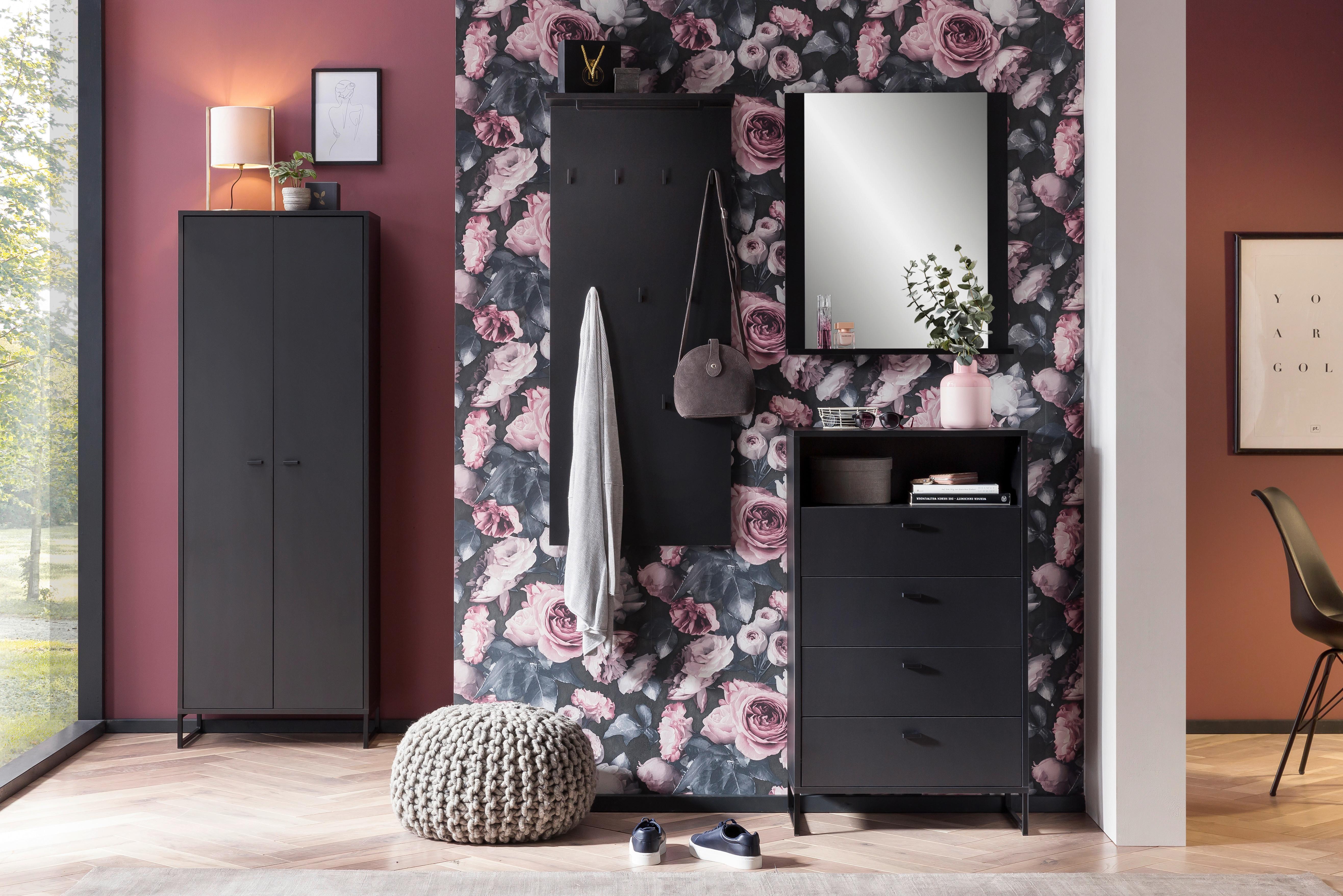 Garderobenpaneel Janne Schuhschrank 600 Nische - Schwarz, LIFESTYLE, Holzwerkstoff (50/110,6/20,9cm) - MID.YOU
