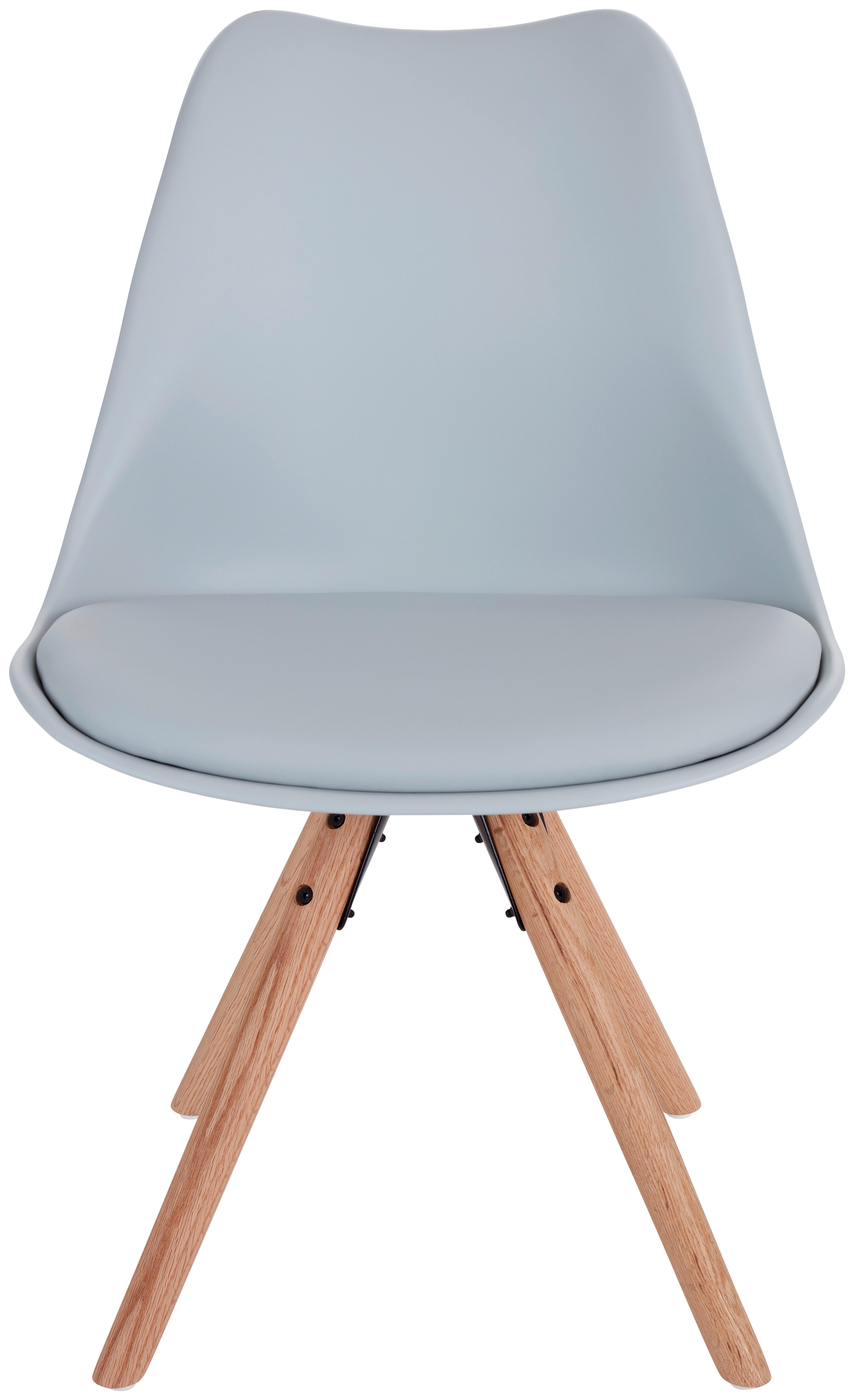 Schalenstuhl Levi Hellgrau Lederlook Echtholz Beine - Eichefarben/Hellgrau, MODERN, Holz/Kunststoff (48/81/57cm) - Ondega