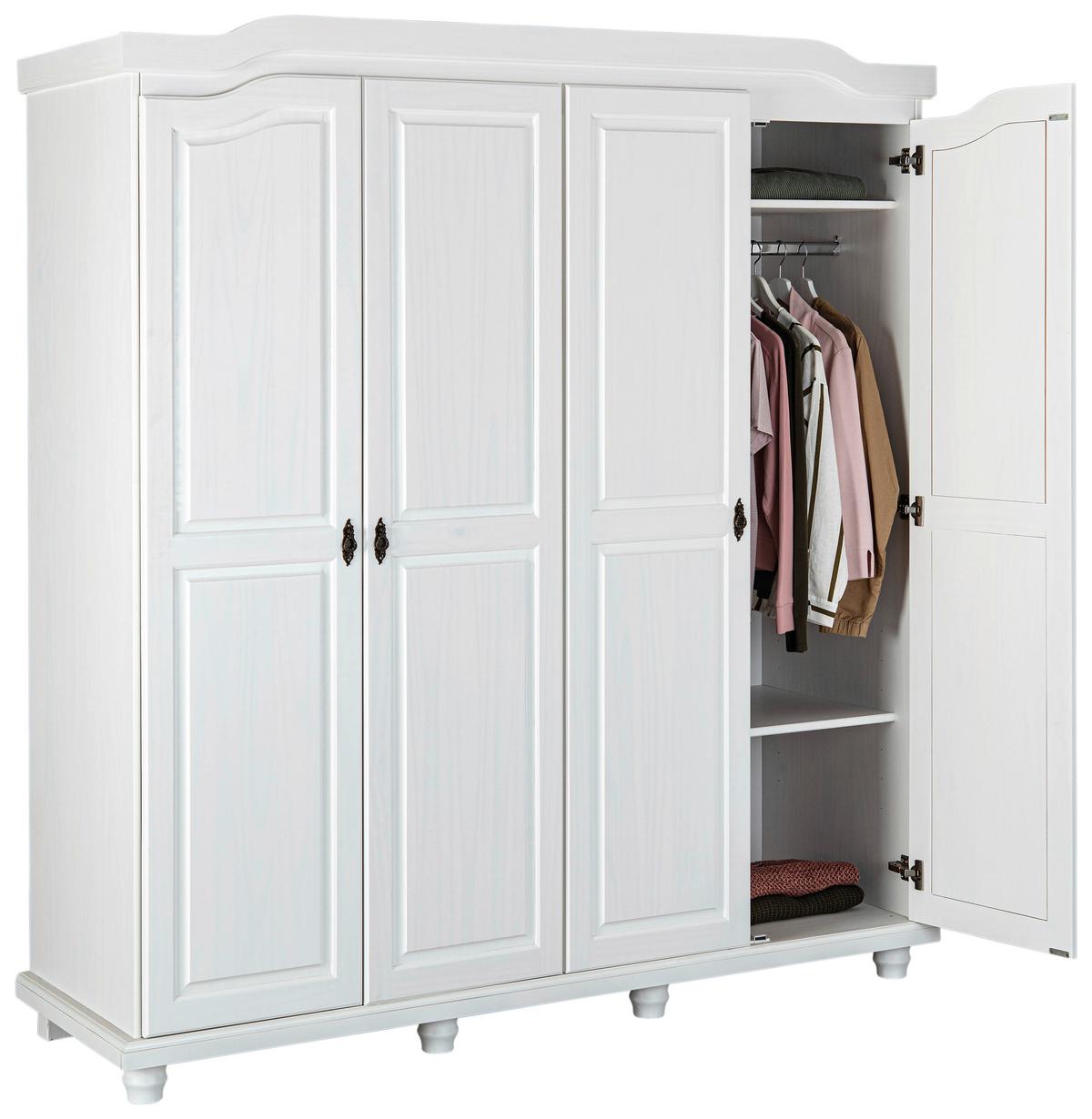 Drehtürenschrank Massiv B: 197 cm Isny, Weiß - Weiß, KONVENTIONELL, Holz (182/198/60cm) - MID.YOU