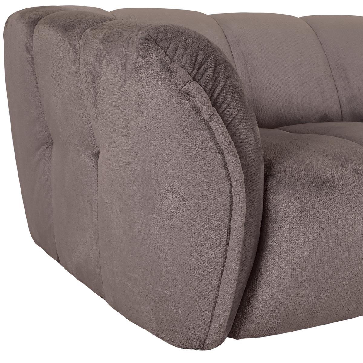 Bigsofa Sabea B: 220 Cm Schlammfarben Plüsch - Schlammfarben/Schwarz, KONVENTIONELL, Textil (220/67/106cm) - MID.YOU