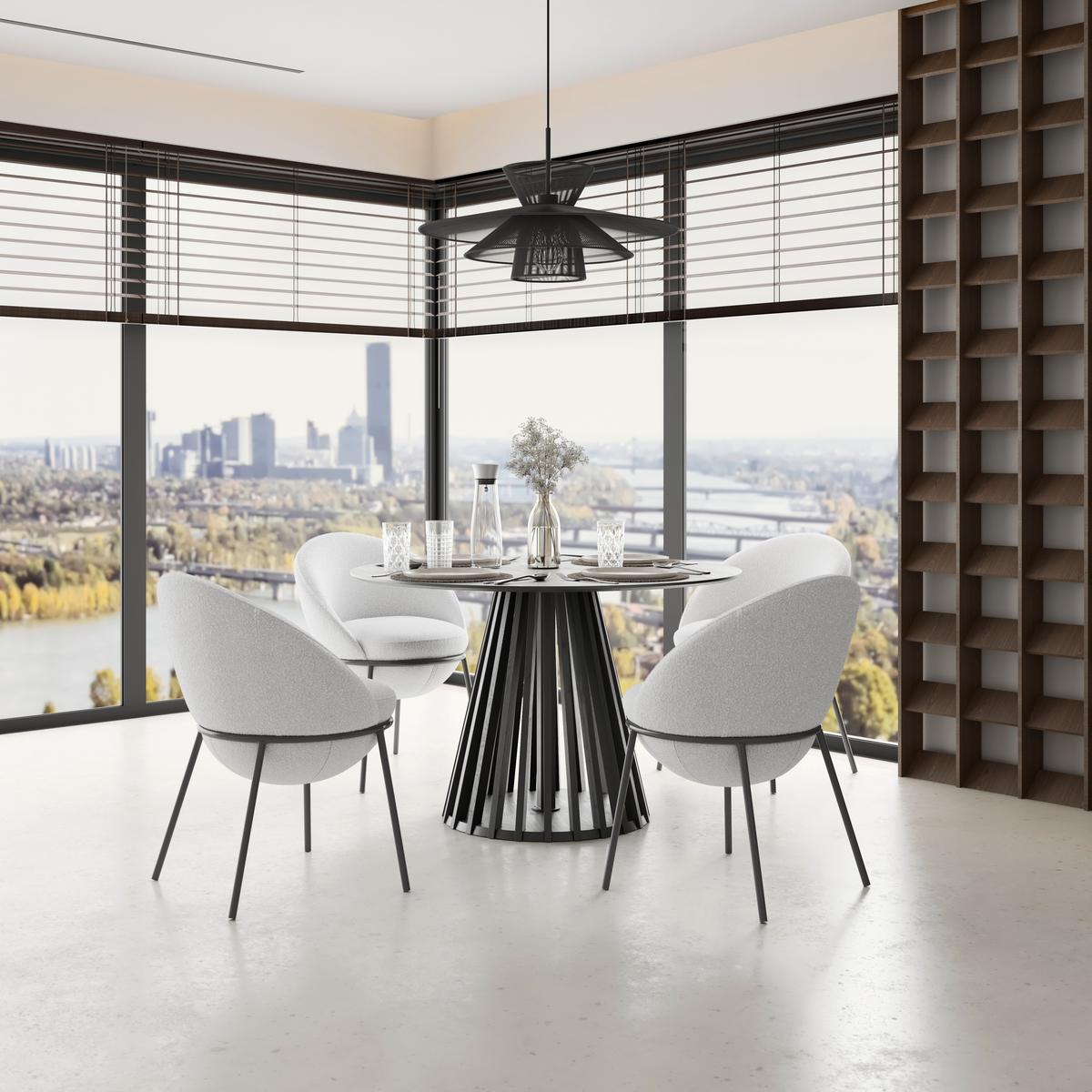 STOLIČKA S PODRÚČKAMI ZOA - čierna/krémová, Modern, kov/drevo (57/85/61cm) - Bessagi Home