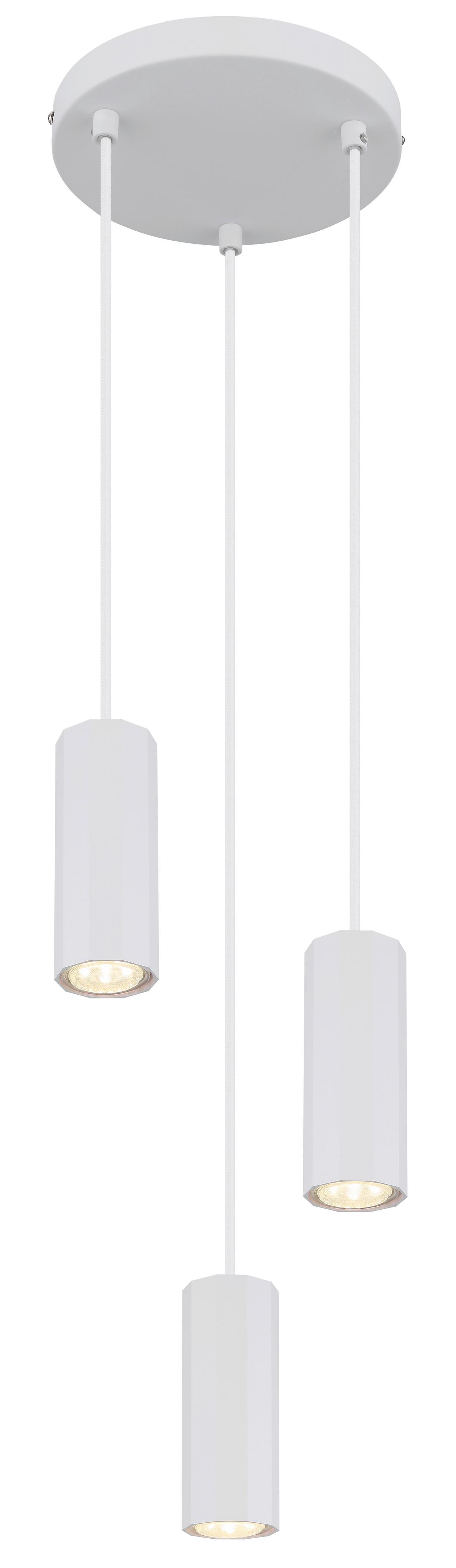 Hängeleuchte 57918-3hw James - Weiß, Design, Metall (21/120cm) - Globo