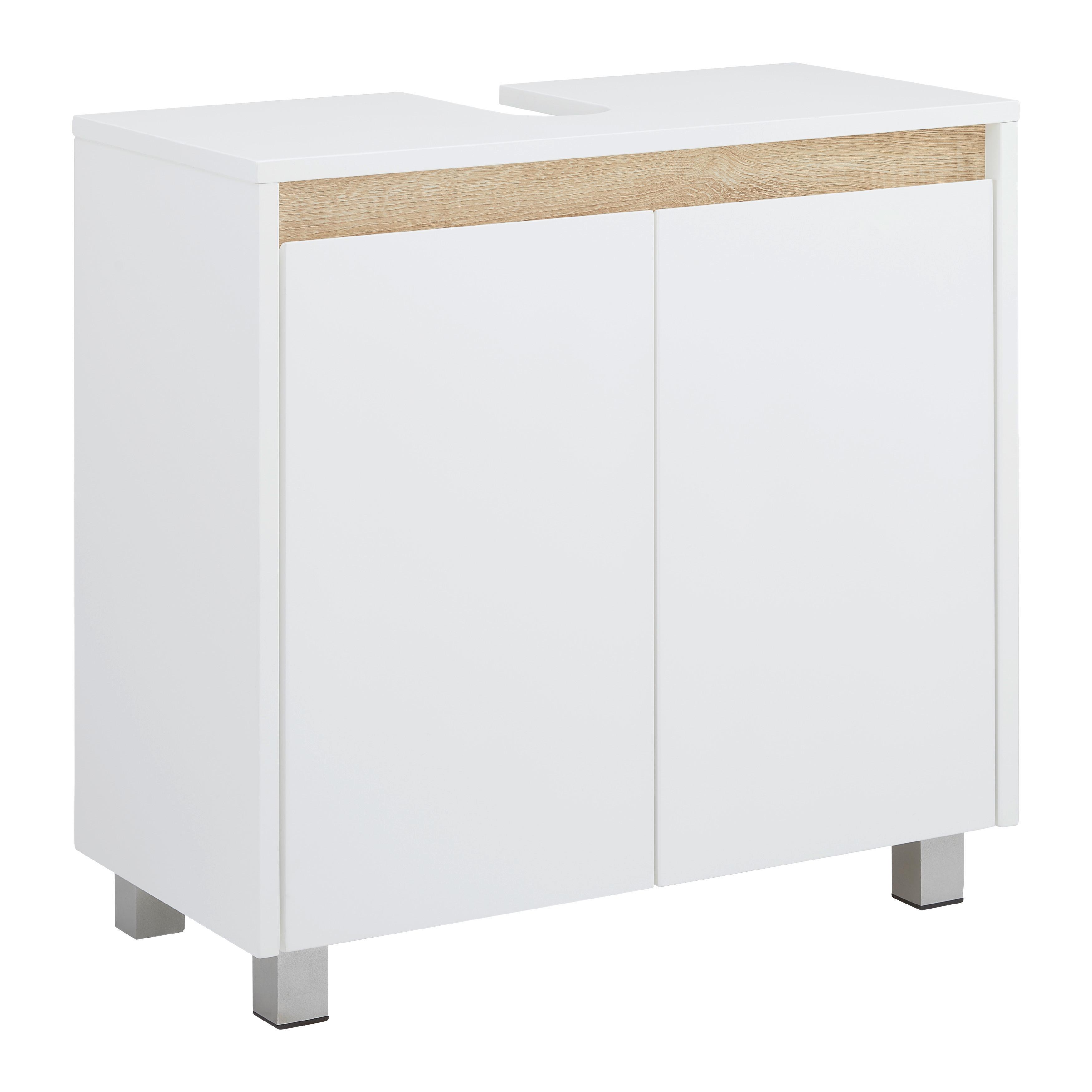 Spodná skrinka MASSIMO biela/borovica - biela/strieborná, Modern, plast (60/59/30cm) - Bessagi Home
