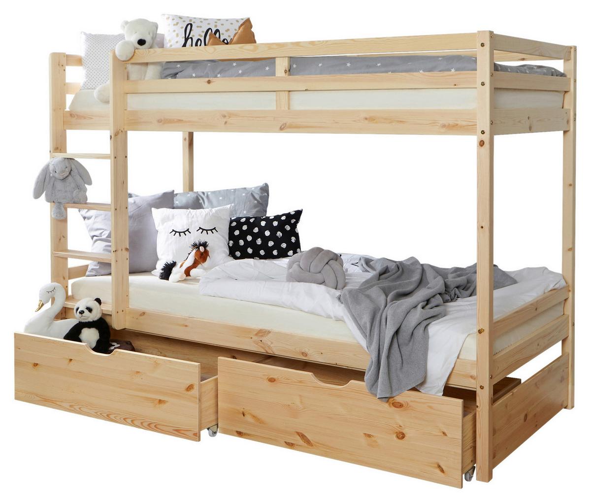 Etagenbett Finn Naturfarben Kiefer Massiv Mit Leiter - Naturfarben/Kieferfarben, MODERN, Holz (90/200cm) - MID.YOU
