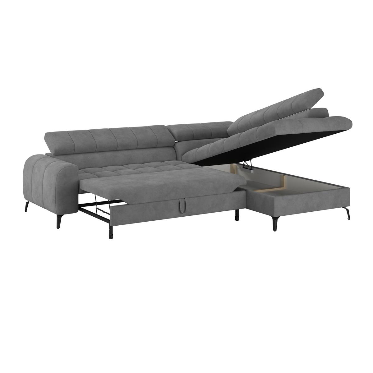 Ecksofa Volf Rechts New Hellgrau, S: 261x203 cm - Hellgrau/Schwarz, Trend, Kunststoff/Textil (261/203cm)