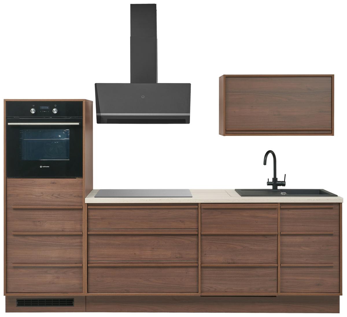 Kuchynská linka KANTON š.264 cm, bez spotrebičov - farba orecha/béžová, Trend, kompozitné drevo/plast (264cm) - P & B