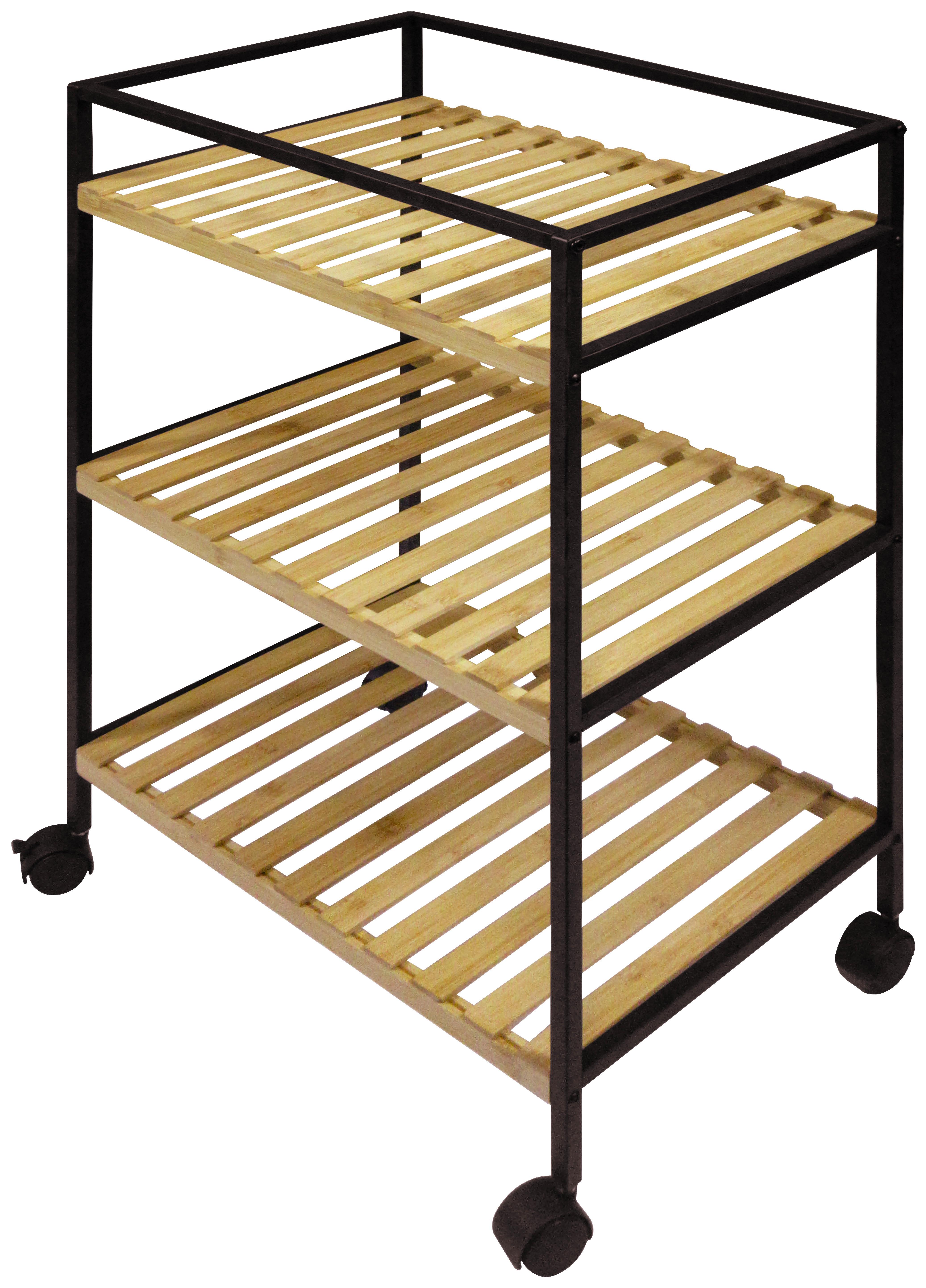 Univerzálny vozík čierna/prírodná - čierna/prírodná farba, Modern, kov/plast (47/78/33cm) - Mömax
