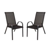 GARTENSTUHL-SET STAPELST. RIONA ANTHR,2ER SET - Anthrazit/Schwarz, MODERN, Kunststoff/Metall (55/94/73cm) - Gardenson