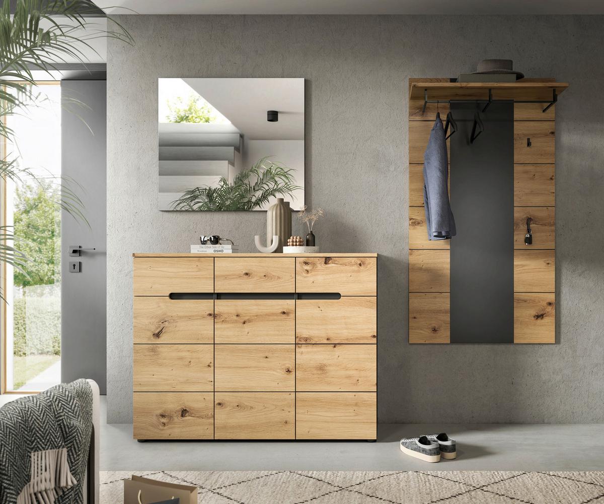 Garderobe Canu 3-teilig Eiche Artisan/grau B: 215 Cm - Eiche Artisan, Design, Holzwerkstoff (215/190/37cm) - Livetastic