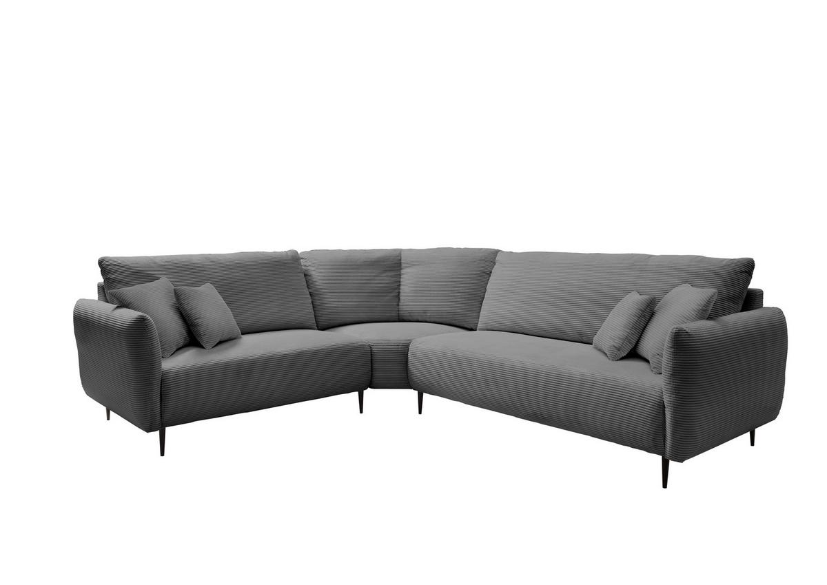 Ecksofa Vanilla Grau S: 256x294 cm - Schwarz/Grau, Design, Textil (256/294cm) - Livetastic