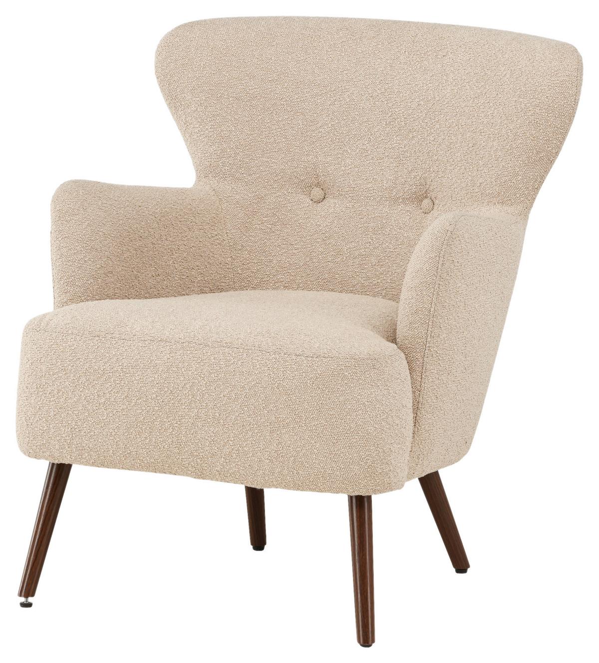 Ohrensessel Lincoln - Beige/Braun, Design, Textil/Metall (76/85/77cm) - Livetastic