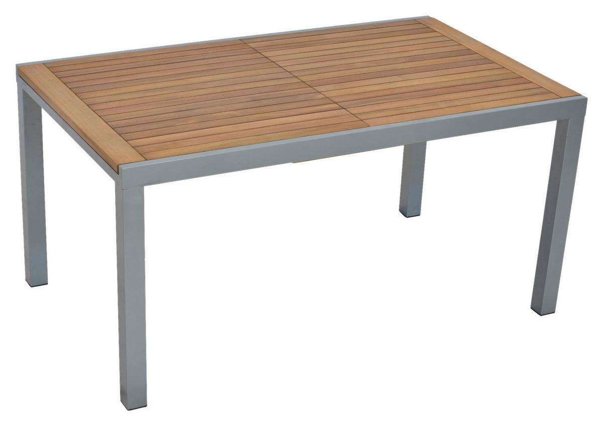 Gartentisch Ausziehtisch - Silberfarben/Naturfarben, MODERN, Holz/Metall (150-200/90/75cm) - Gardenson