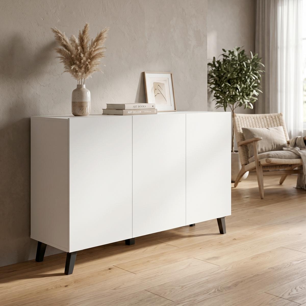 ŠIROKÁ KOMODA SIDEBOARD PHUKET 120 - bílá/černá, Design, kompozitní dřevo/plast (120/76/39cm) - P & B