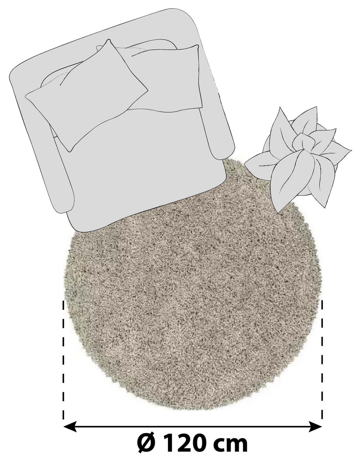 Hochflor Teppich Naturfarben Naturfaser Sydney Ø 120 cm - Naturfarben, Basics, Textil (120cm)