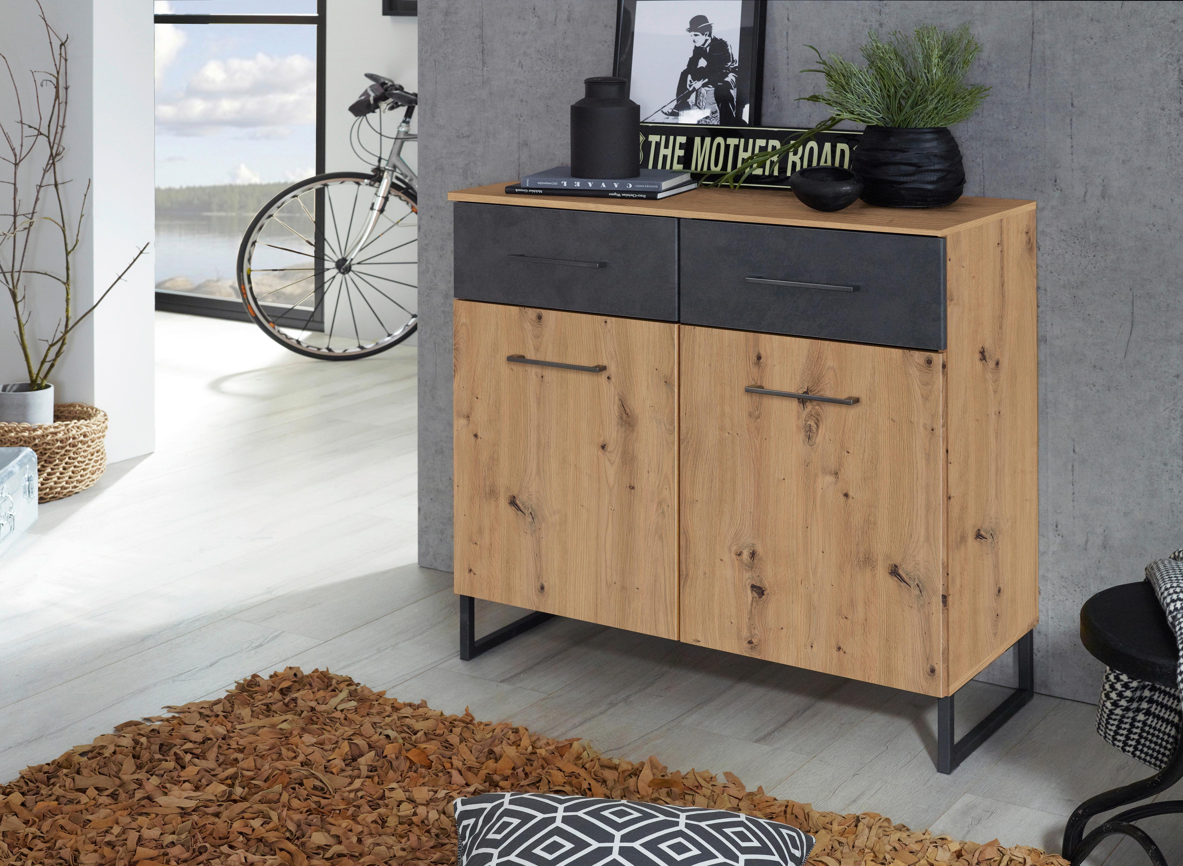 Kommode Tampa Anthrazit/ Graphit/eiche Dekor B: 93 Cm - Anthrazit/Graphitfarben, KONVENTIONELL, Holzwerkstoff (93/92/44cm) - Rauch Möbel