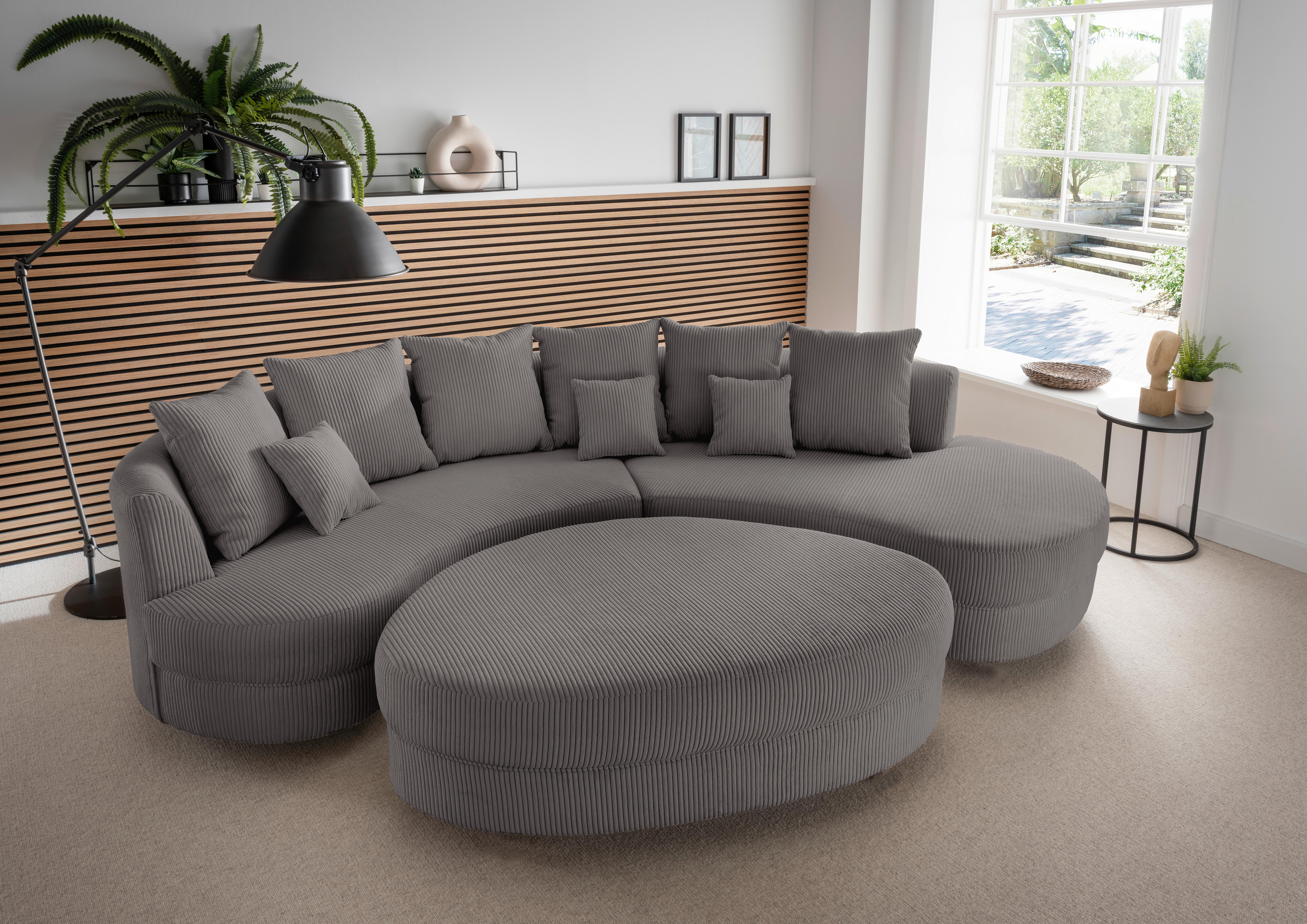 Wohnlandschaft Limoncello Grau S: 300x160 cm - Schwarz/Grau, Design, Textil (300/160cm) - Livetastic