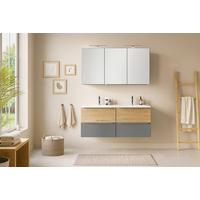 Badezimmer Verona Grau/Wildeiche 3-Teilig - Wildeiche/Weiß, Trend, Glas/Holzwerkstoff (120cm) - Held