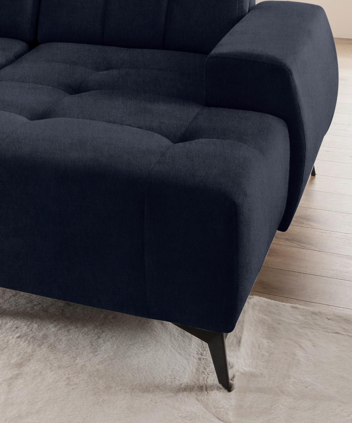 Ecksofa, Sitzvorzug Elektrisch Sano, Dunkelbl., 200x337x180cm - Schwarz/Dunkelblau, MODERN, Textil (200/337/180cm) - Livetastic