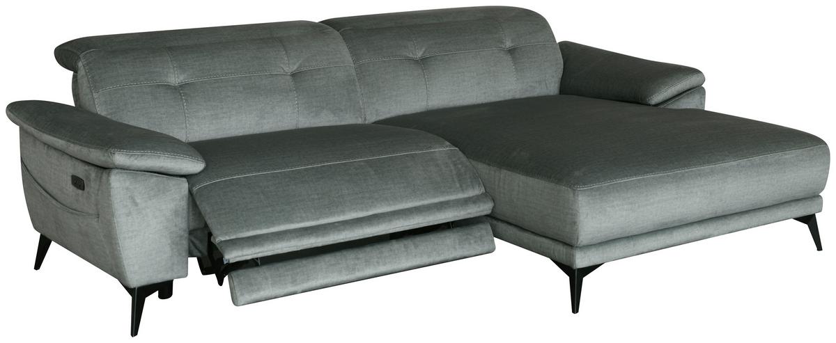 Ecksofa + Relaxfunktion Bonn Grau 262x170 cm - Schwarz/Grau, MODERN, Holz/Textil (262/79/170cm)