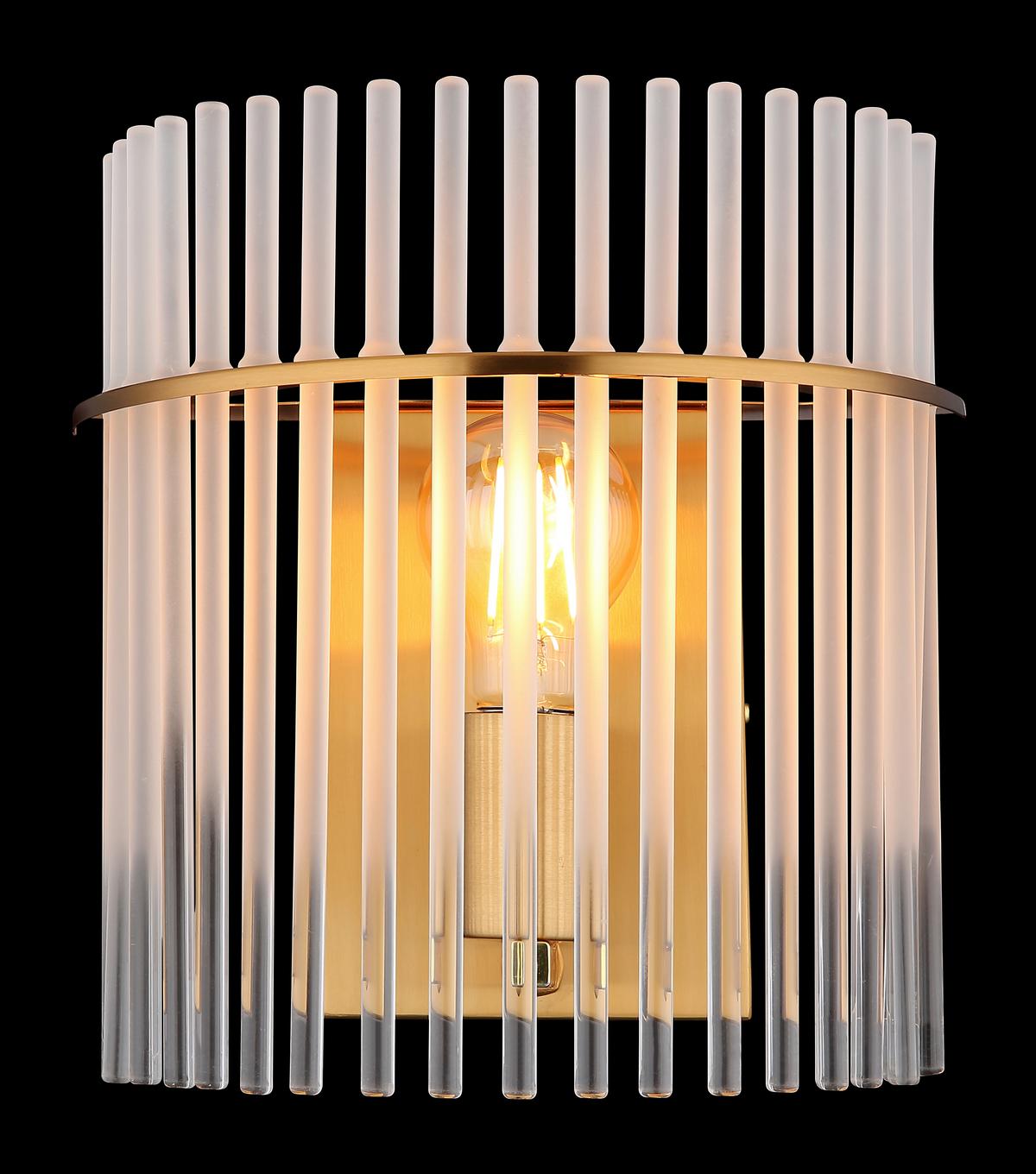 Wandleuchte 15698wm - Klar/Goldfarben, KONVENTIONELL, Glas/Metall (25/12,5/26cm) - Globo