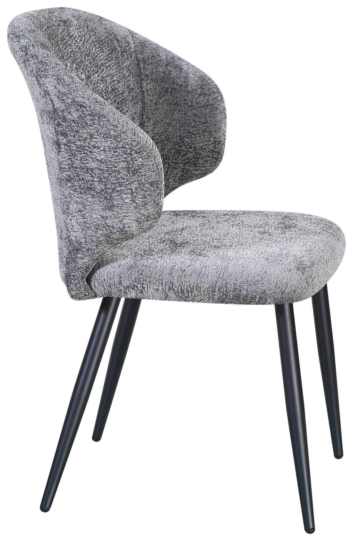 Vierfußstuhl Sindy Chenille Grau - Schwarz/Grau, MODERN, Textil/Metall (63/84/58cm) - MID.YOU