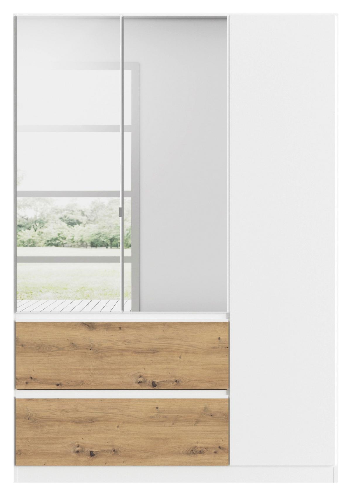 Drehtürenschrank Costa Weiß Eiche Artisan Dekor - Eiche Artisan/Weiß, MODERN, Holzwerkstoff (136/197/54cm) - Rauch Möbel