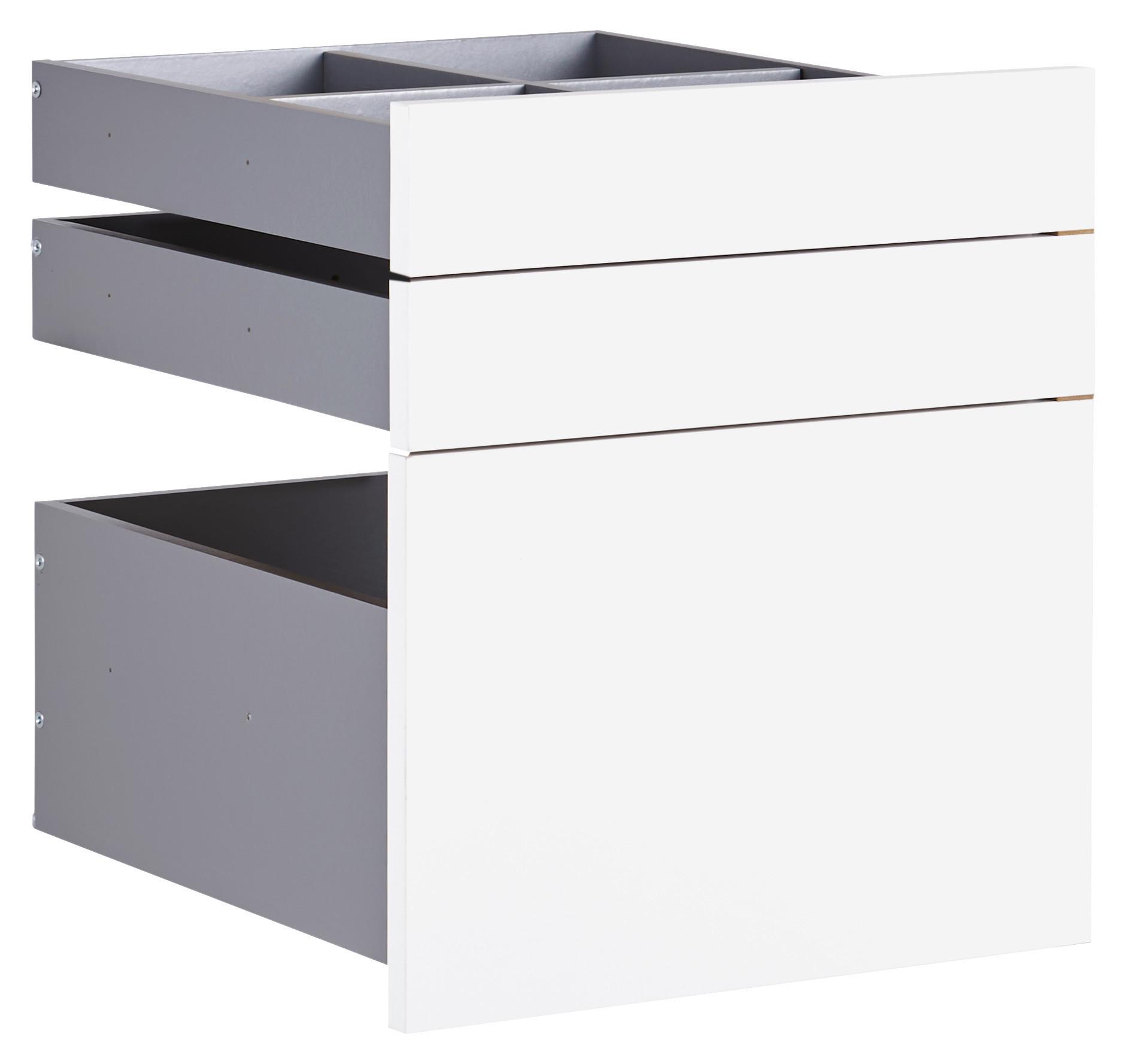Schubladeneinsatz Unit Weiß B: 45,3 cm 3 Fächer - Weiß, MODERN, Holzwerkstoff (45,3/50,3/47cm) - Ondega