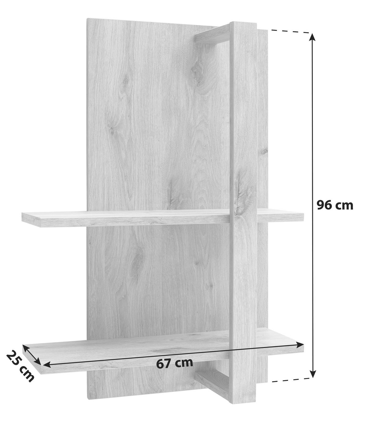 Wandregal Vancouver B: 67 cm Viking Oak 2 Fächer - Eichefarben, MODERN, Holzwerkstoff (67/96/25cm)