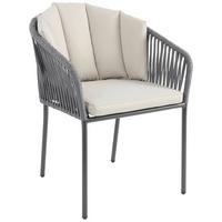 Gartensessel Zoe Metall / Kunststoff / Textil - Beige/Schwarz, MODERN, Kunststoff/Textil (59/77,5/61cm) - Beldano