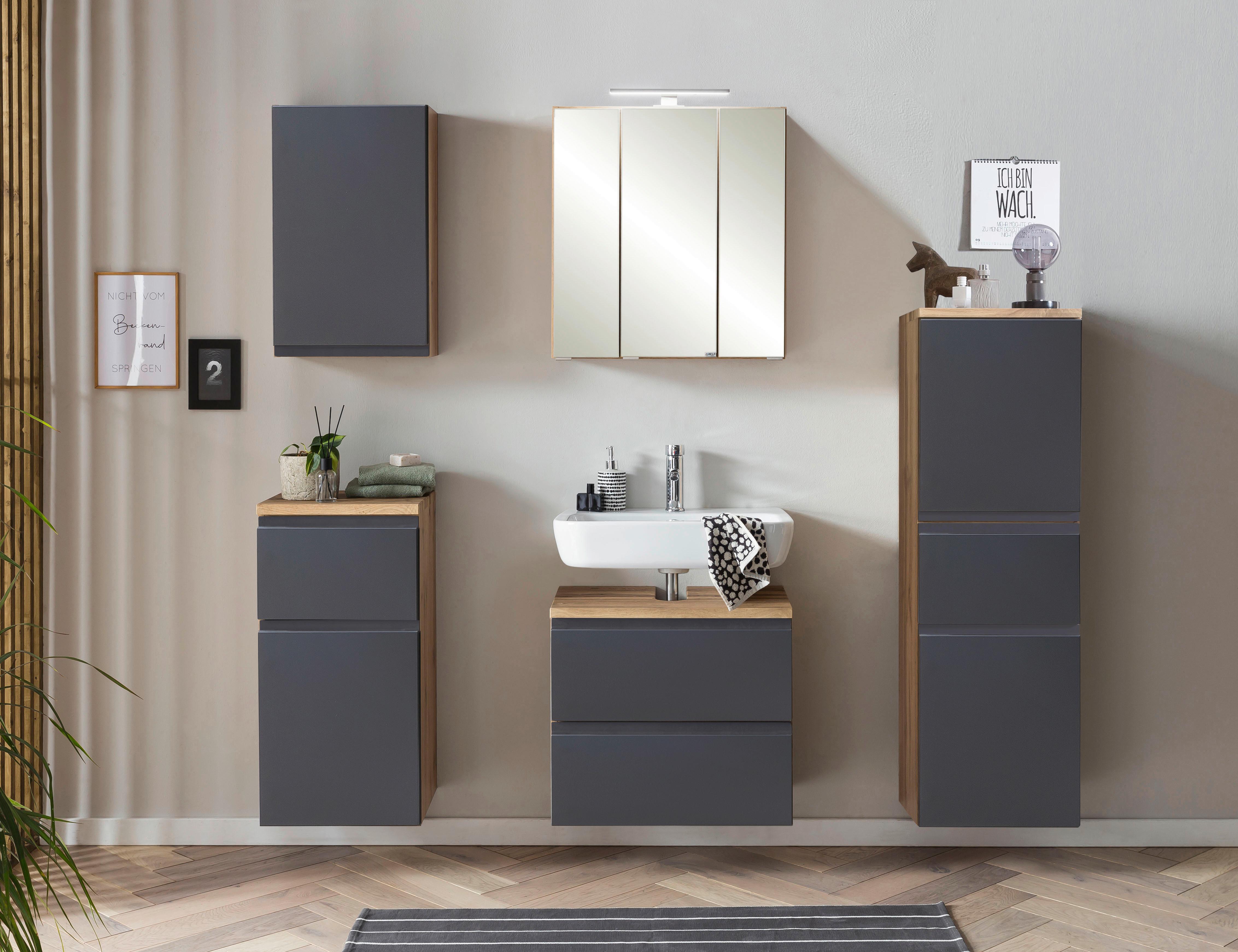 Hängeschrank Verese B: 40 cm Grau/Eiche Wotan - Eiche Wotan/Grau, MODERN, Holzwerkstoff (40/64/20cm) - Held
