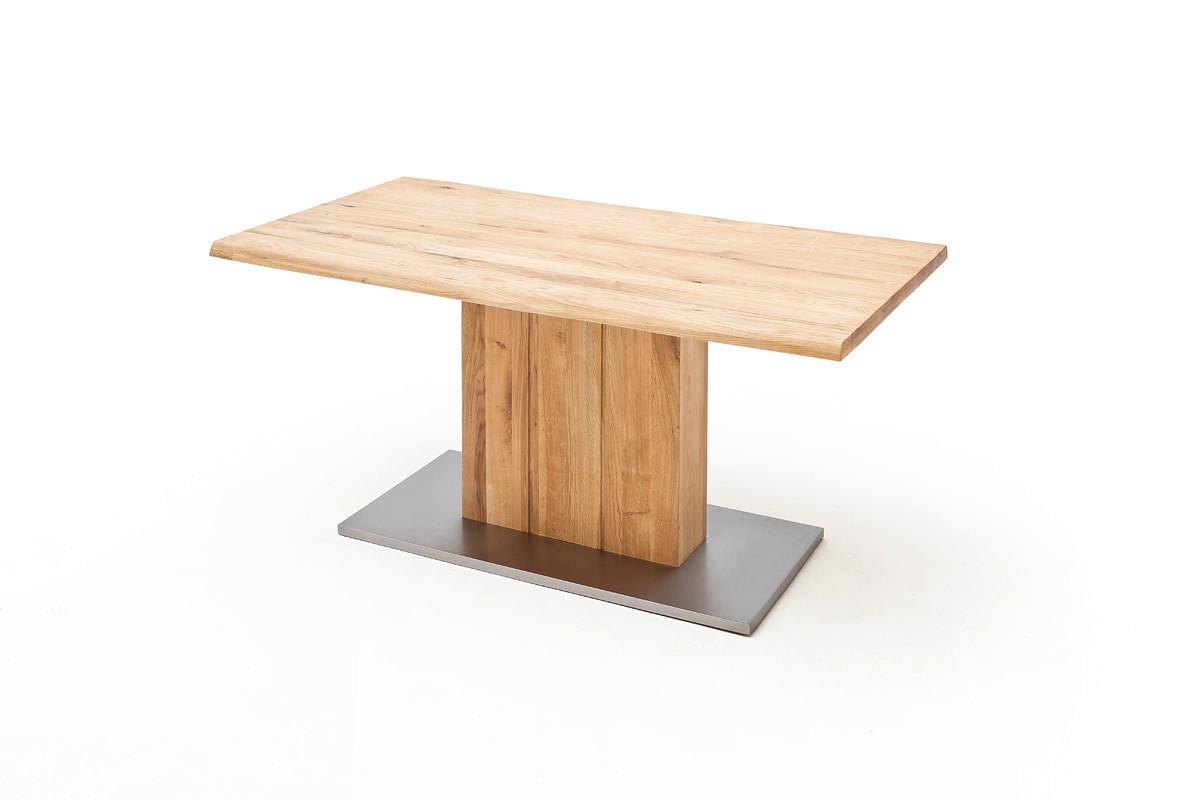 Esstisch Eiche Greta 160x90 Cm Eichefarben/edelstahlfarben - Eichefarben, Design, Holz/Holzwerkstoff (160/90/77cm) - Livetastic